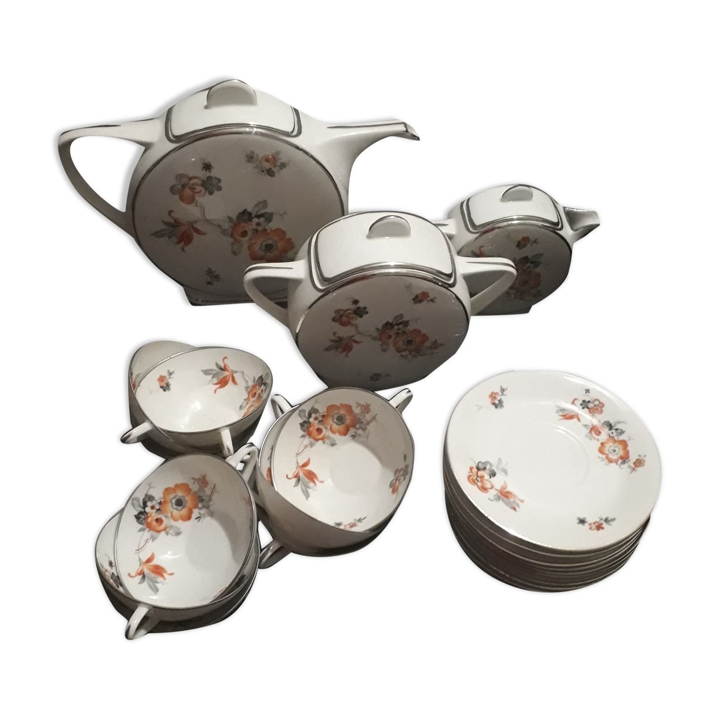 Service a the or coffee porcelain limoges art deco