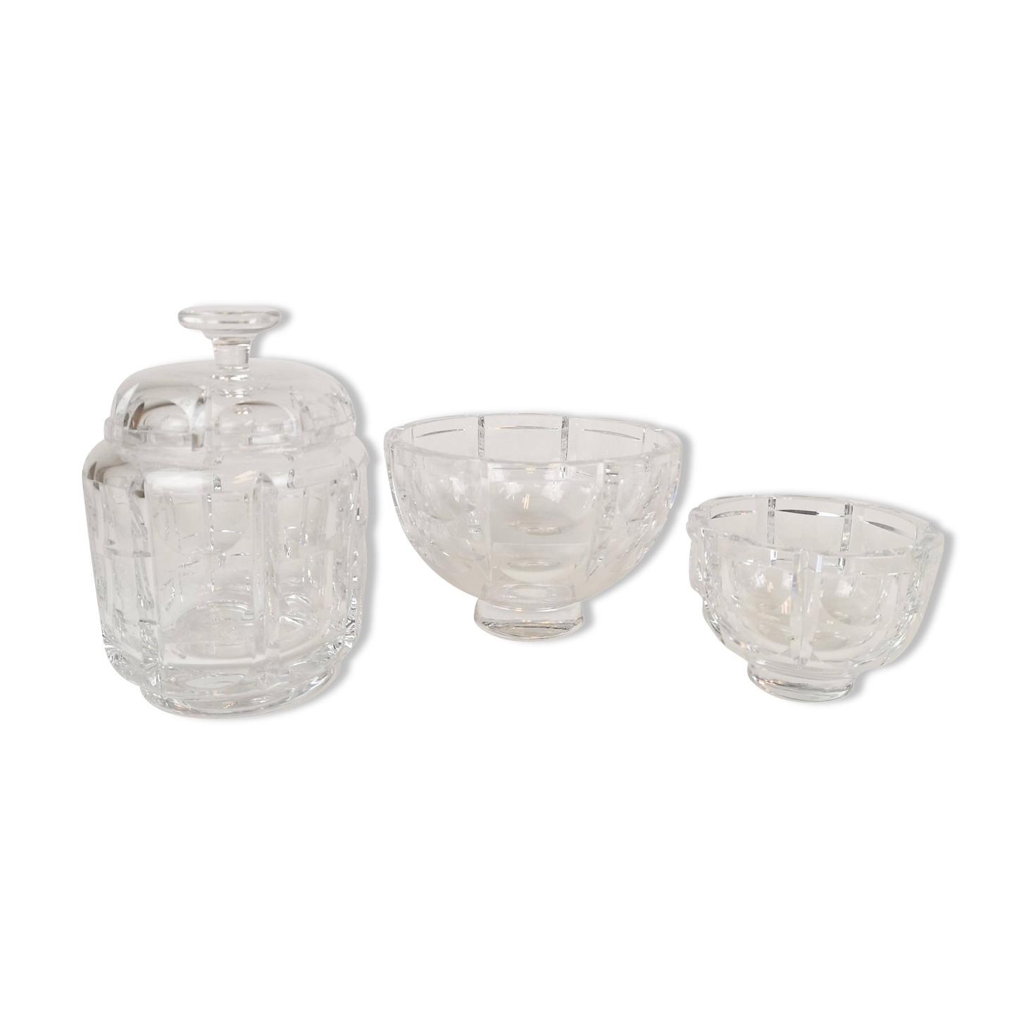 Set of 3 Art Deco crystal pieces Orrefors Simon Gate Sweden