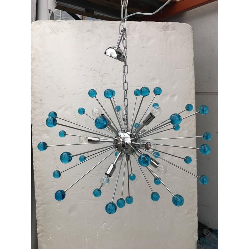 Chandelier murano glass sputnik blue italian handmade