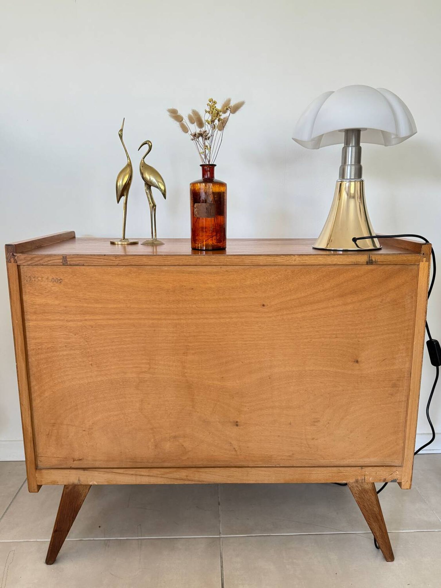 Commode bois et rotin vintage