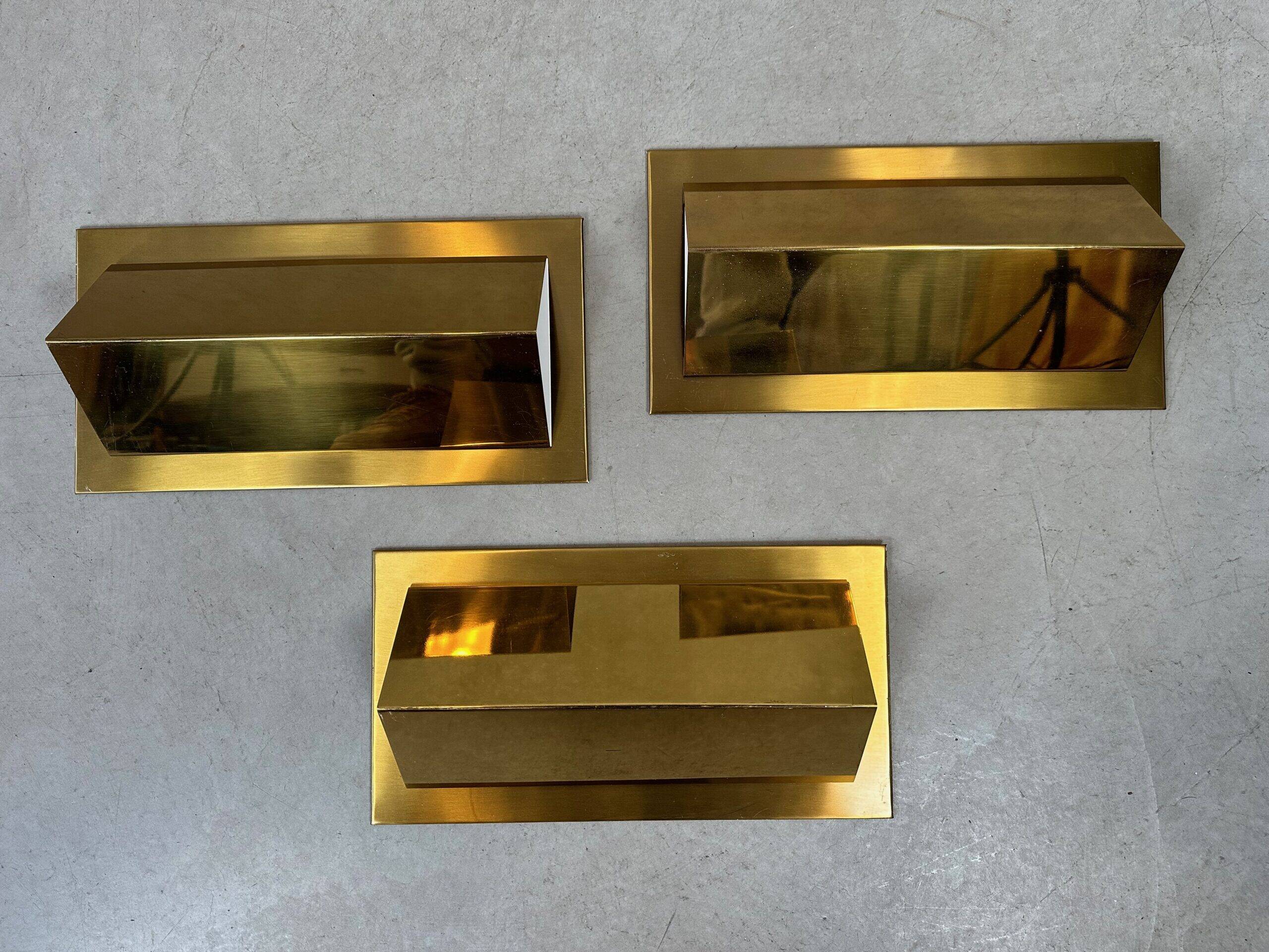 3x vintage wall lamps – brass – LIRO