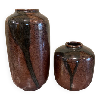 Duo of stoneware vases