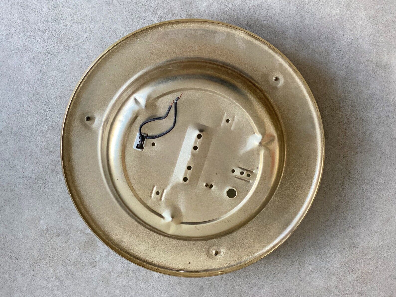 Vintage 80s round ceiling lamp brass & white glass