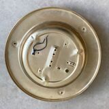 Vintage 80s round ceiling lamp brass & white glass