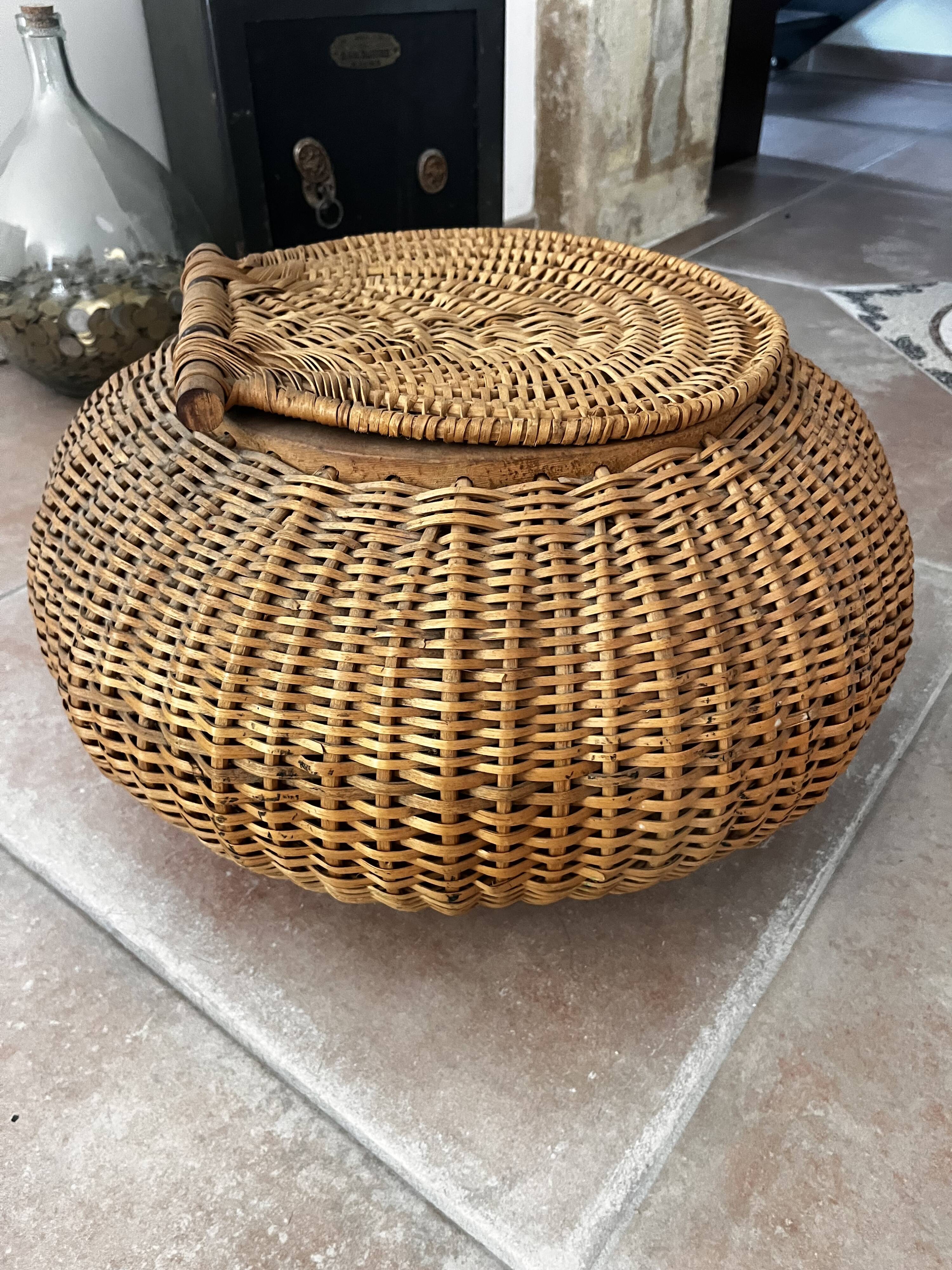 Wood and wicker basket