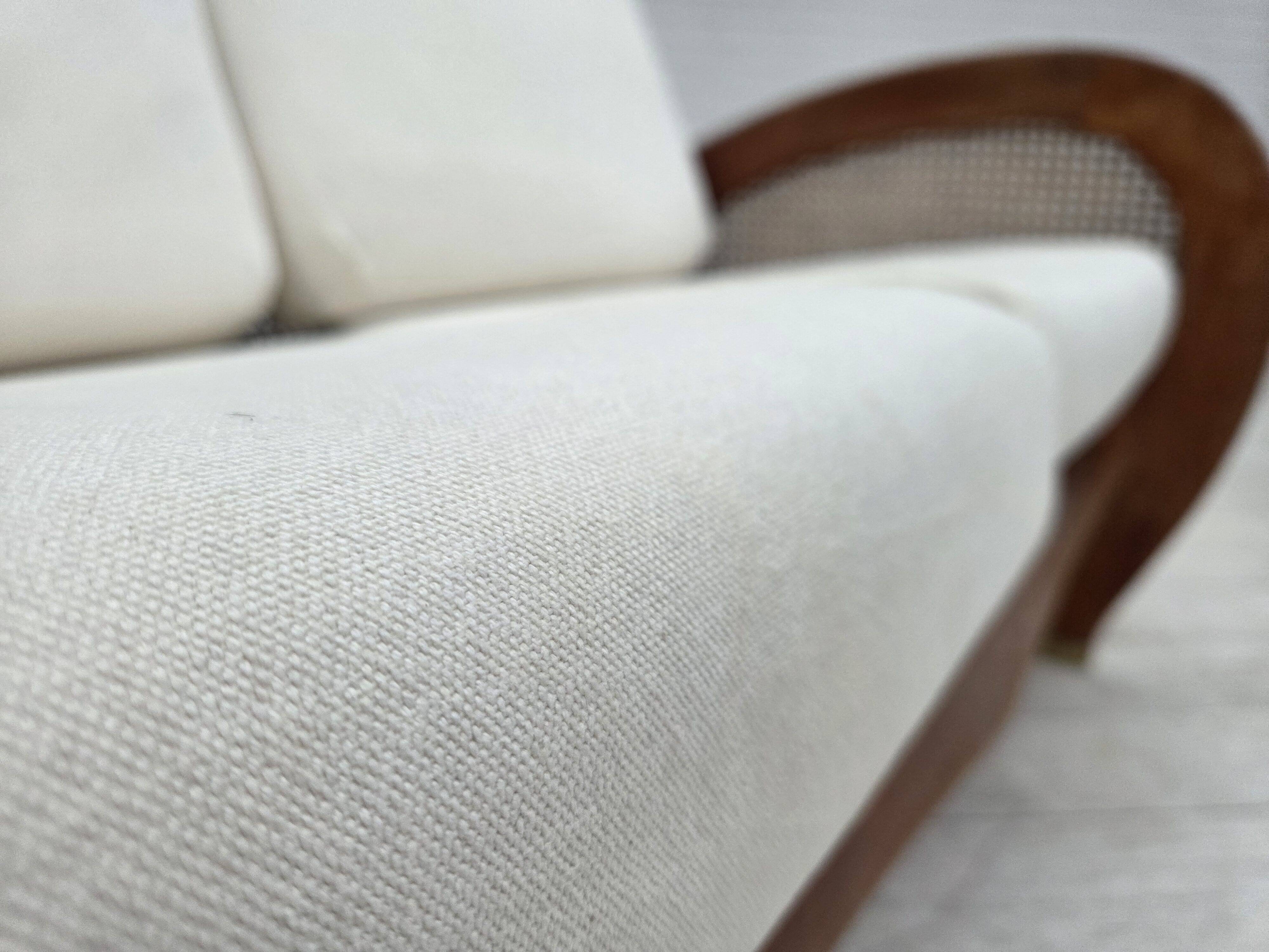 1970s, Danish 2-seater sofa by Klaus Wettergren, cotton fabric, teak wood.