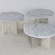 Ensemble de 3 tables d'appoint en marbre en forme de goutte d'eau, table basse vintage.