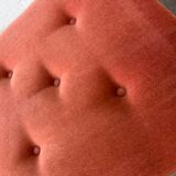 Vintage old pink pouf / chest / footrest with fringes