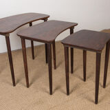 Set of 3 nesting tables "beans" danish rosewood 1960
