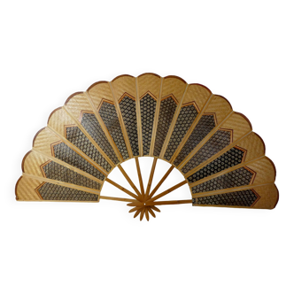 Old vintage canned rattan fan