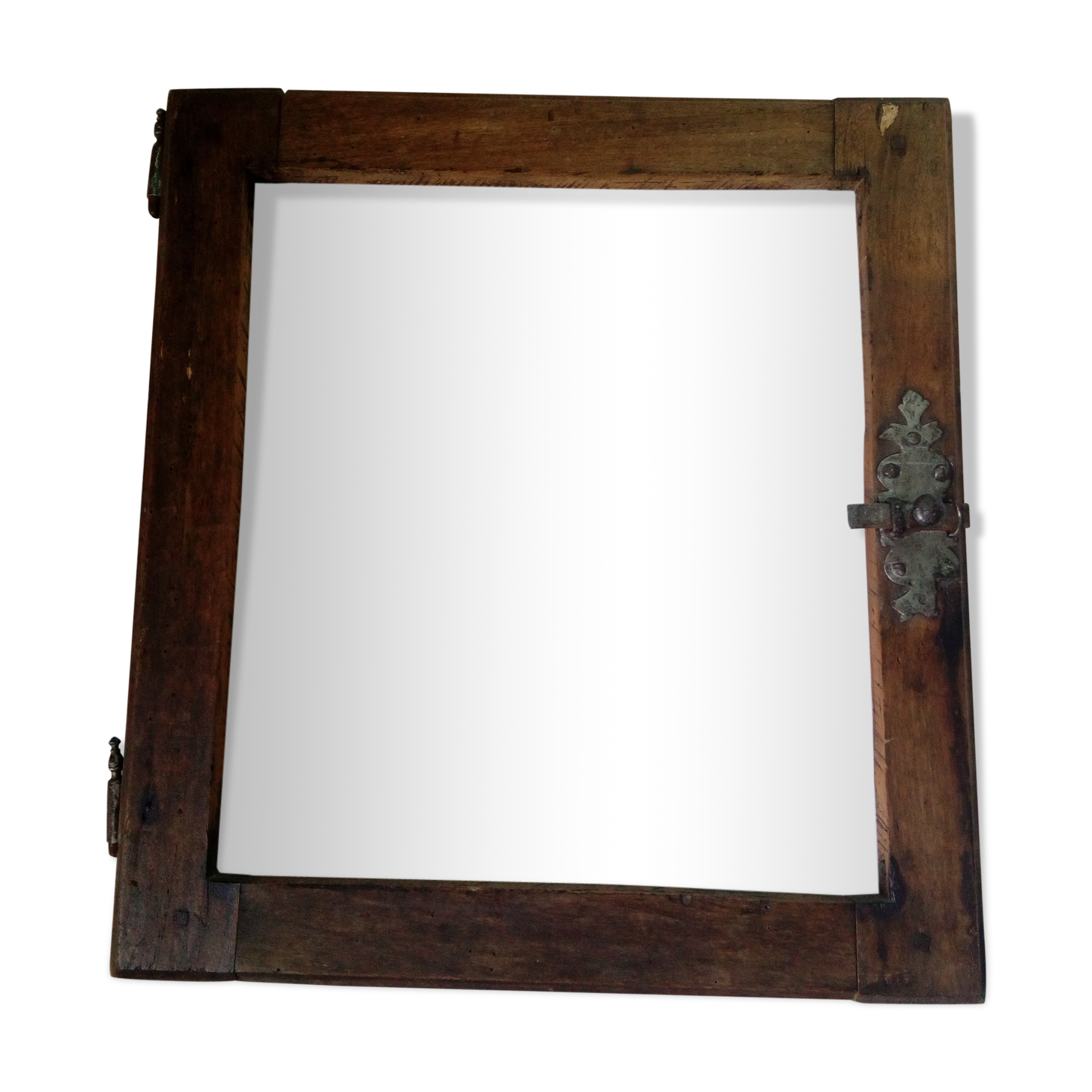 Wooden glass door with iron latch