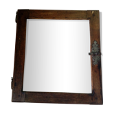 Wooden glass door with iron latch