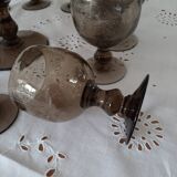 Sangria, punch or fruit salad set in blown glass including 1 cup, 1 ladle and 12 glasses