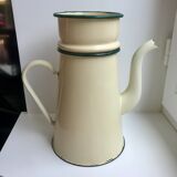 glazed teapot in yellow and green metal early twentieth century