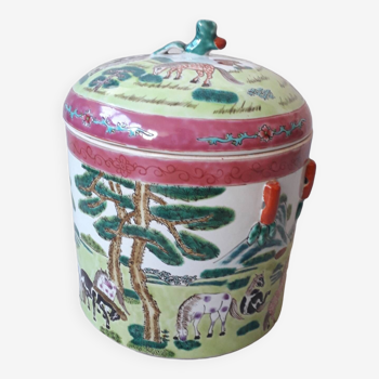Canton Chinese Glazed Porcelain Ginger Pot
