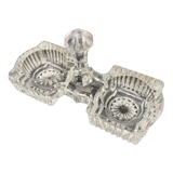 Transparent glass salt cellar with geometric patterns and rosettes