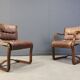 Vintage Asko Pajamies Finland Leather Plywood chairs, set of 6 - 1970s