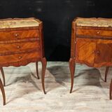 Pair Of Louis XV Style Bedside Tables In Rosewood Marquetry