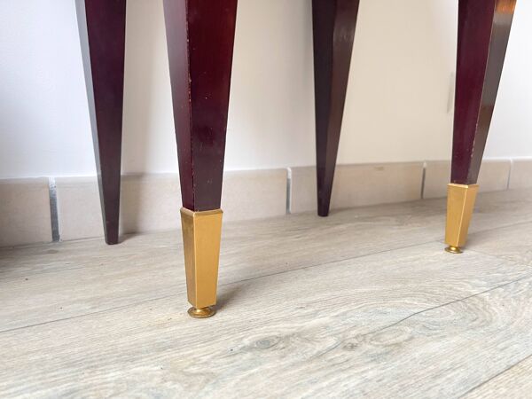 Table de chevet vintage bois et laiton, 1950