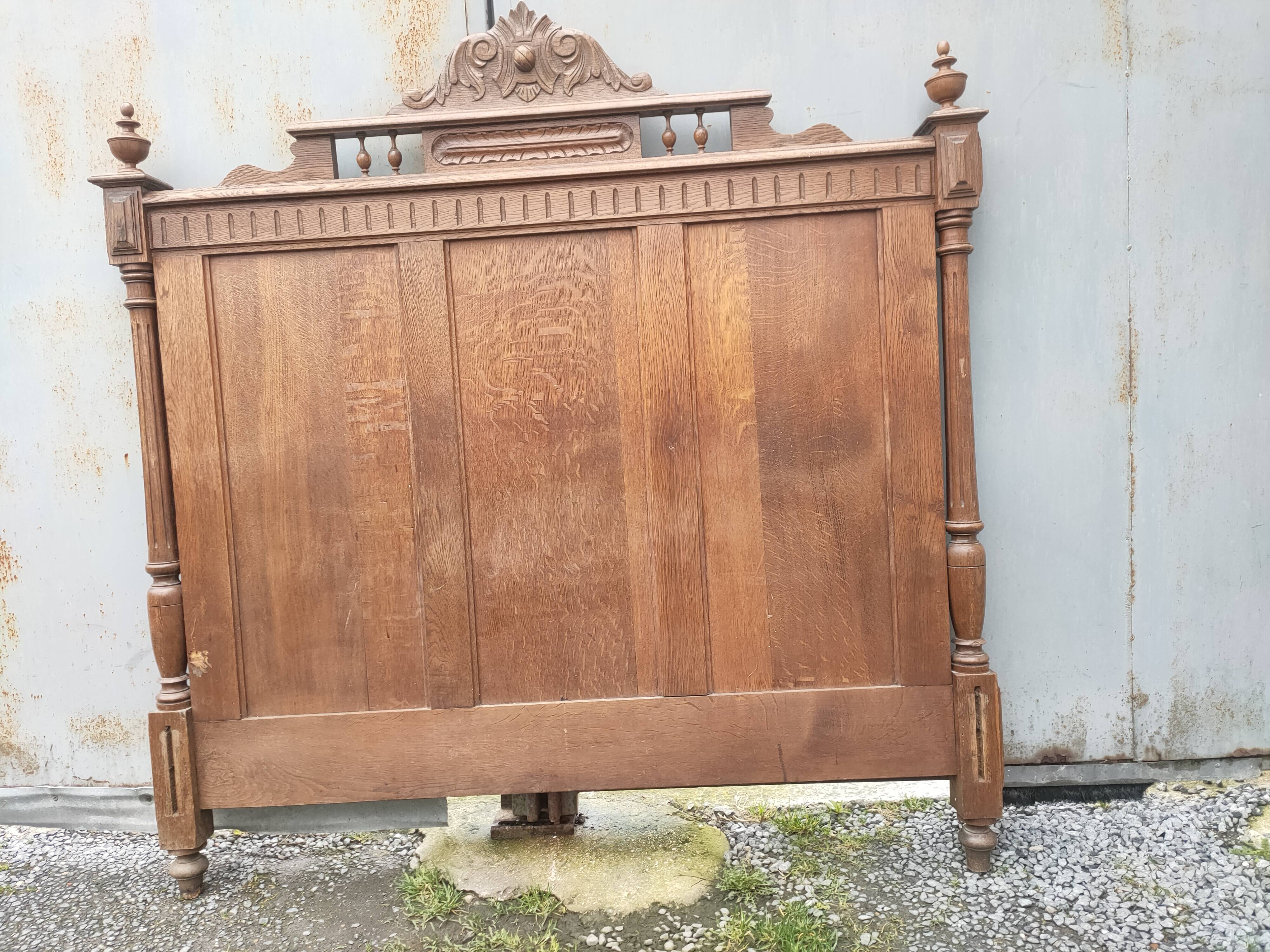 antique solid oak headboard