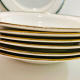 X7 assiettes à soupe en faïence liseret vert-Digoin Sarreguemines -rétro-vintage