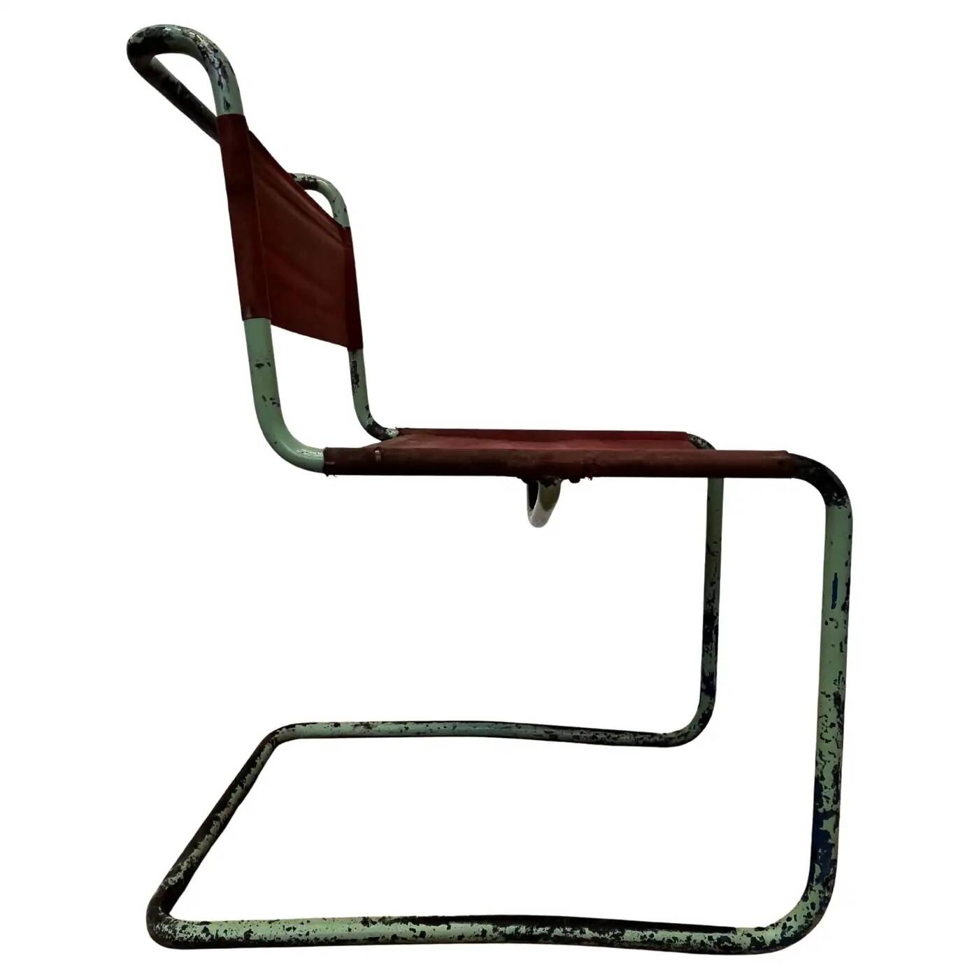 Rare Bauhaus Mart Stam tubular chair by Thonet / original green colour