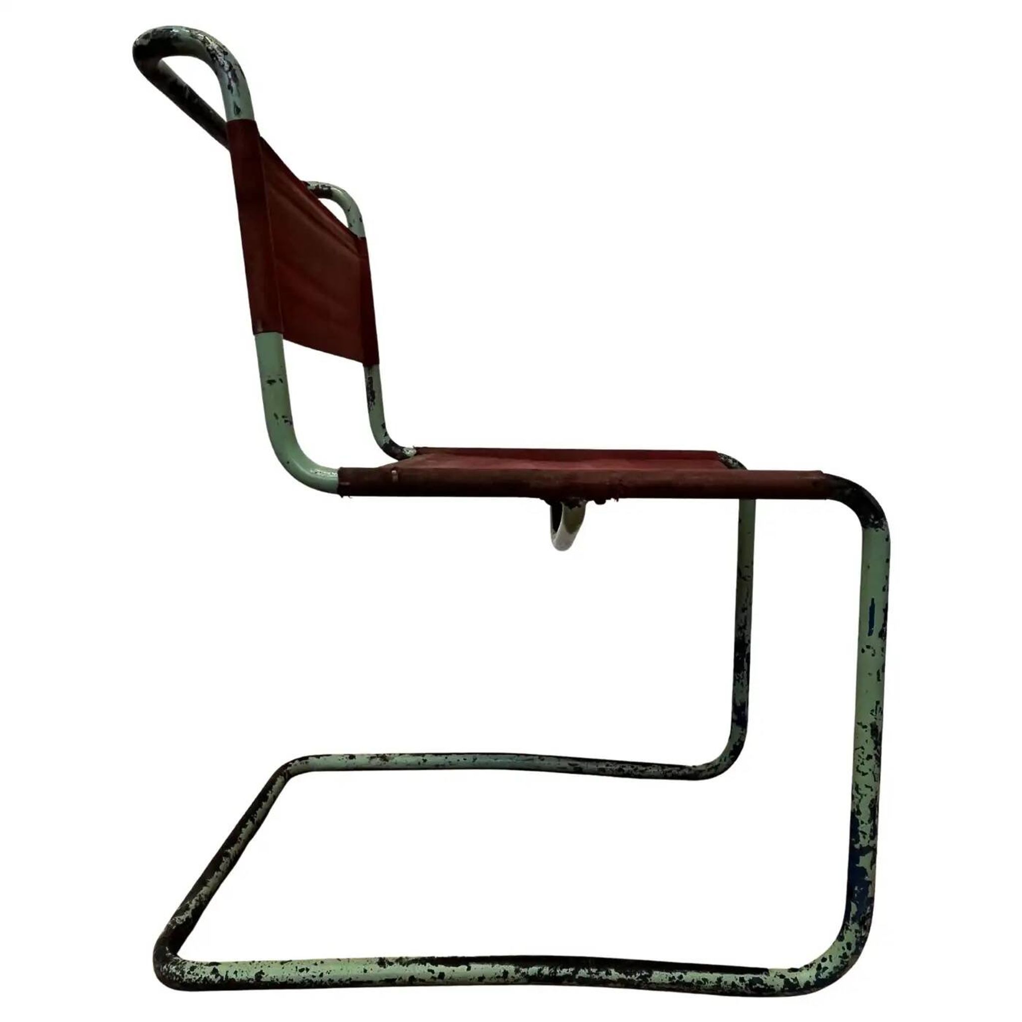 Rare Bauhaus Mart Stam tubular chair by Thonet / original green colour