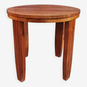 Art Deco side table pedestal table in solid walnut