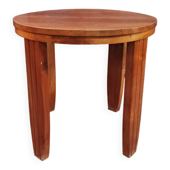 Art Deco side table pedestal table in solid walnut