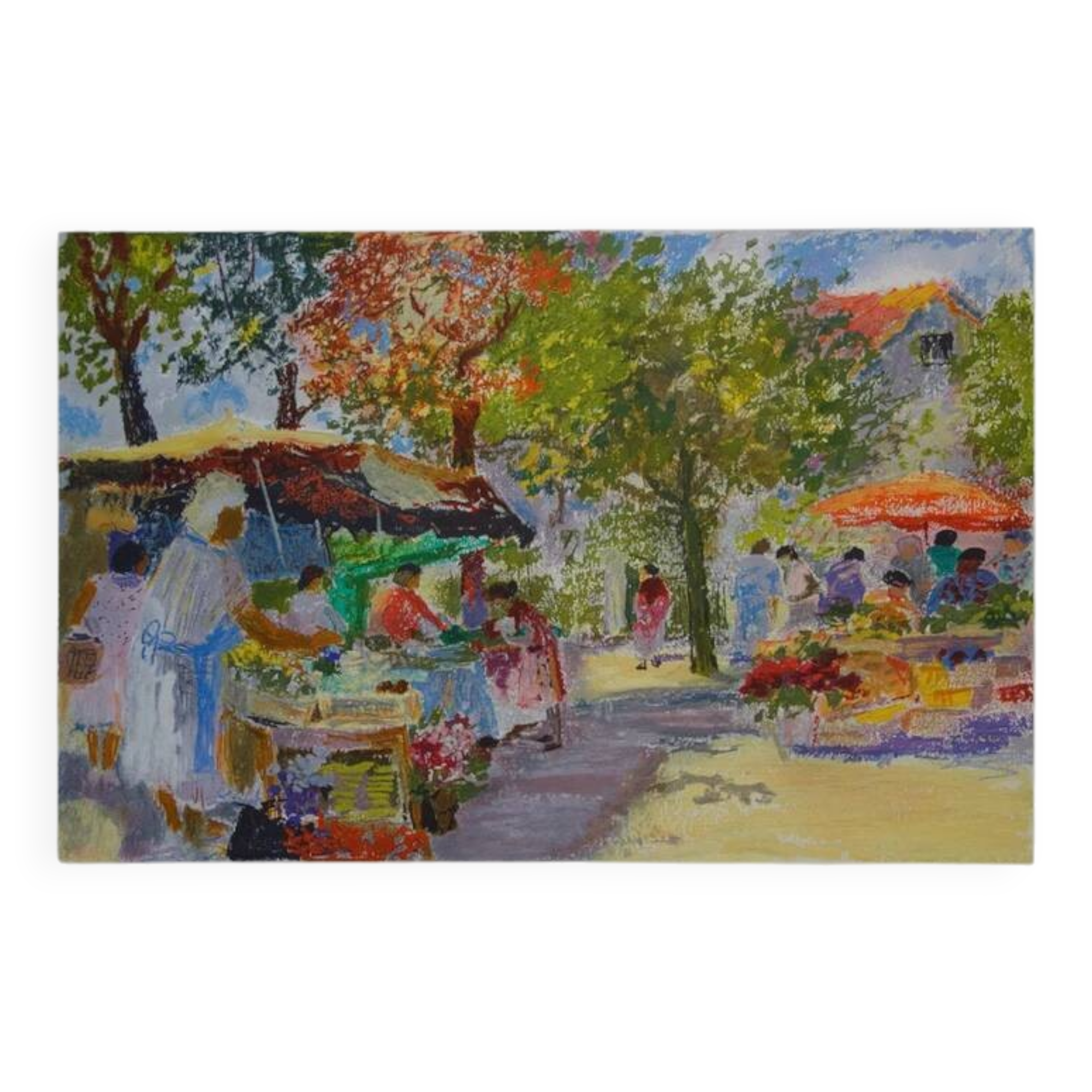 Yvonne Cheffer Delouis: Market at Place des Carmes, original signed lithograph