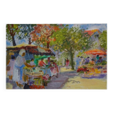 Yvonne Cheffer Delouis: Market at Place des Carmes, original signed lithograph