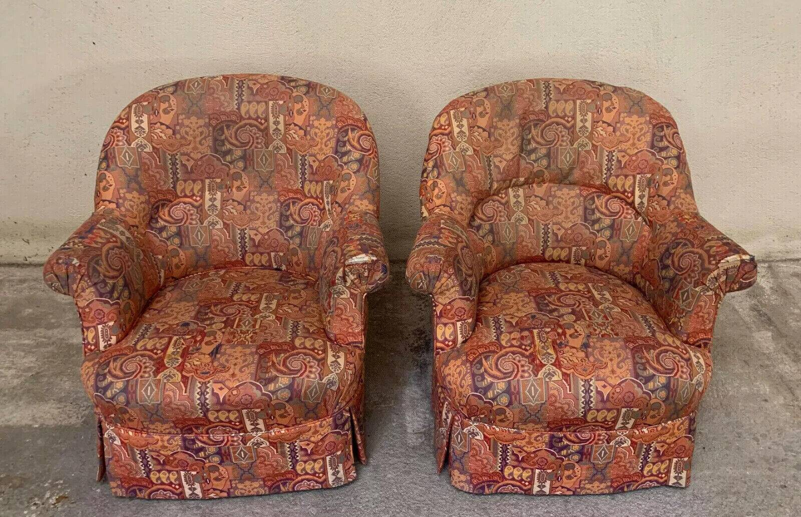 Pair of Napoleon III period toad armchairs