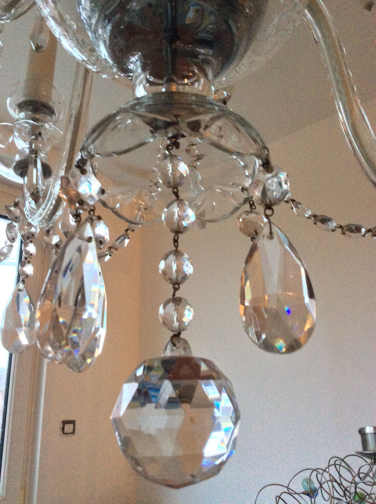 Old bohemian crystal chandelier for Deknudt