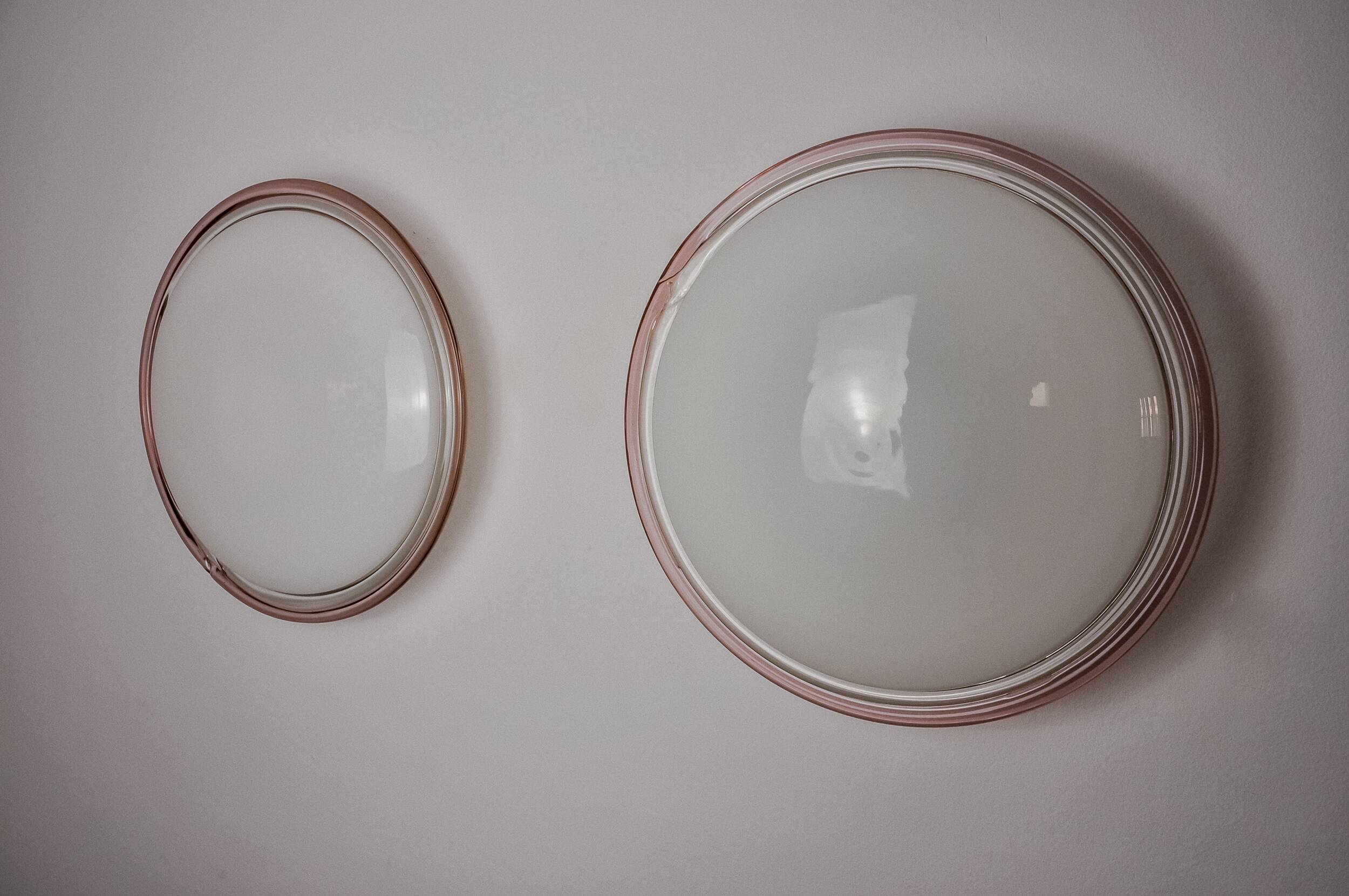 Pair of XL Murano glass "Ronda" wall lights by Leucos, Italy, 1970