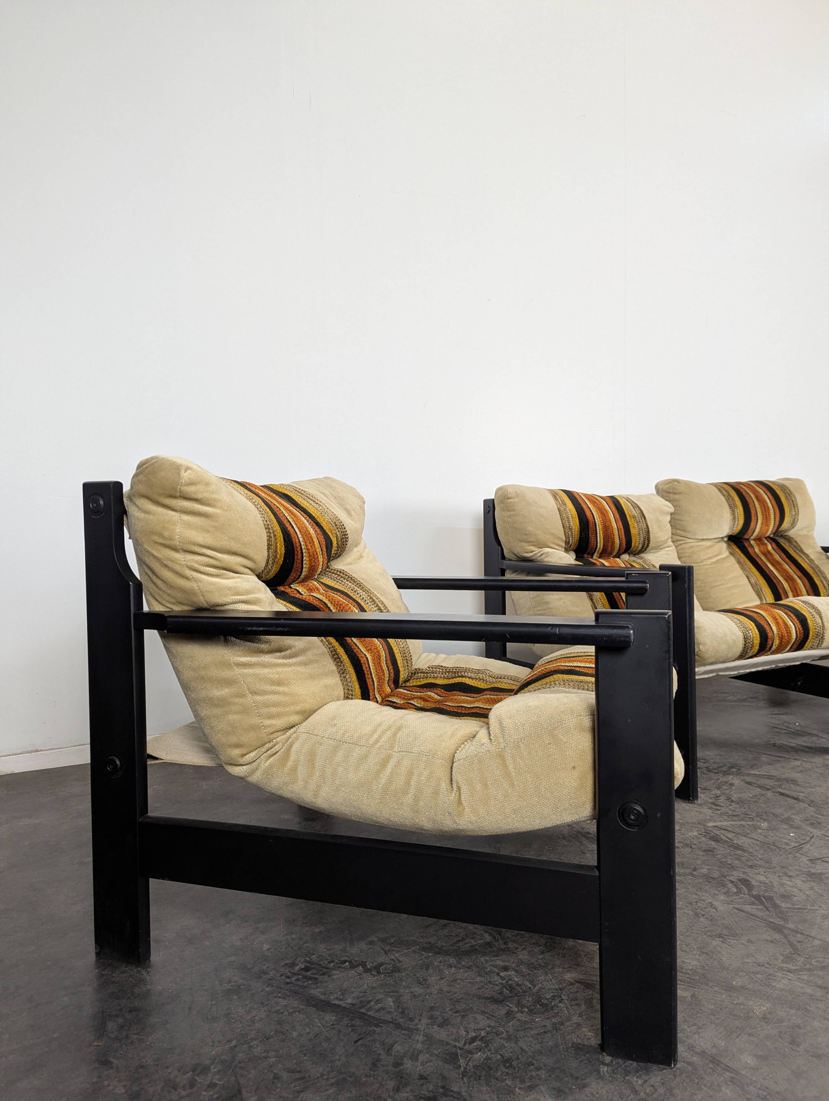 Ensemble canapé et 2 fauteuils scandinave