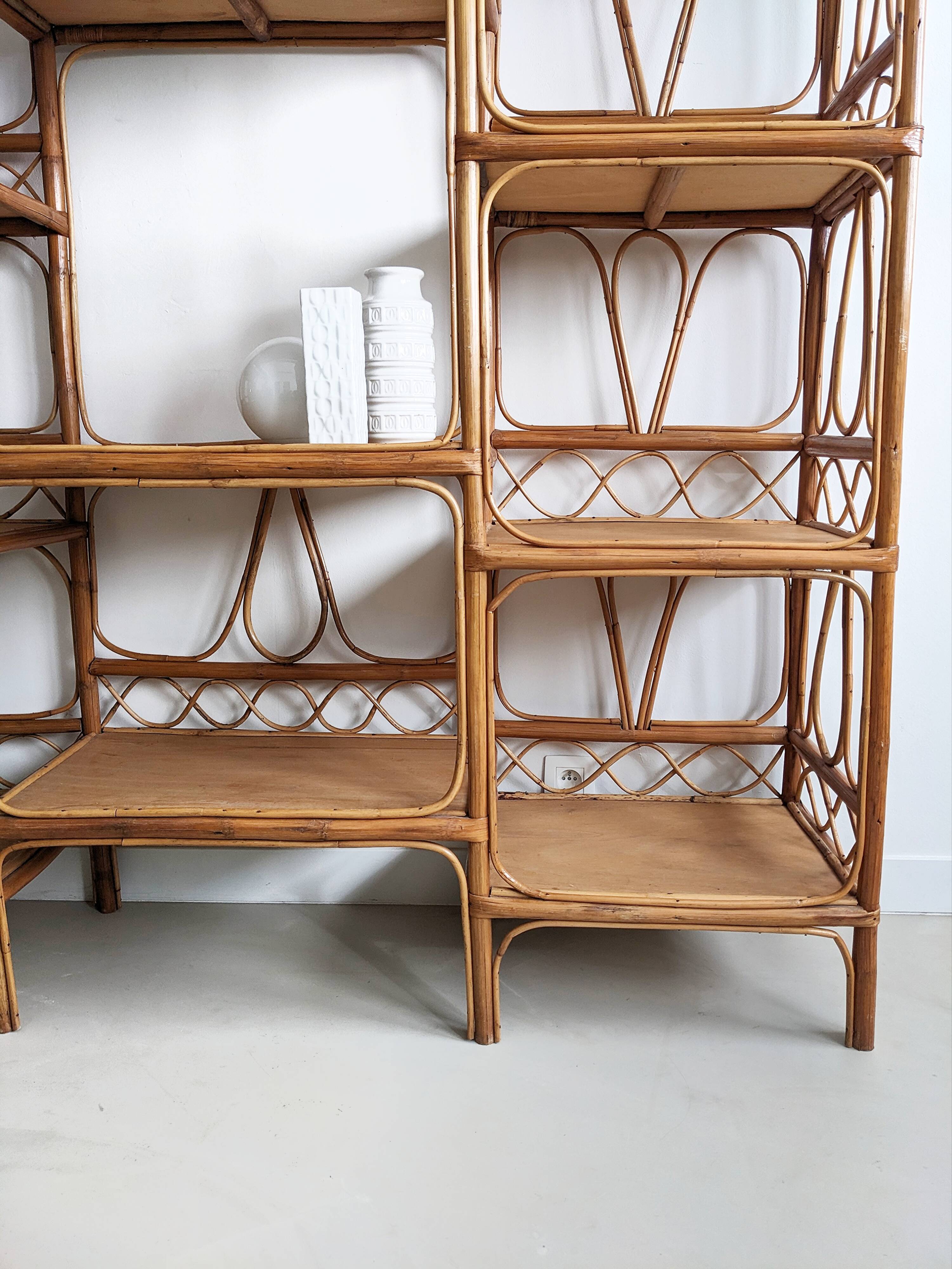 Rattan shelf, French Riviera, 1960s