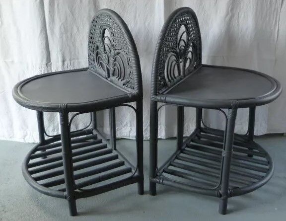 Pair of bedside tables Peacock rattan