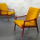 Pair of armchairs Jiri Jiroutek bouclette Yellow 1960