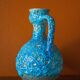 Fat Lava turquoise ceramic vase, ceramic pitcher, sea foam, blue crater vase, turquoise emaux