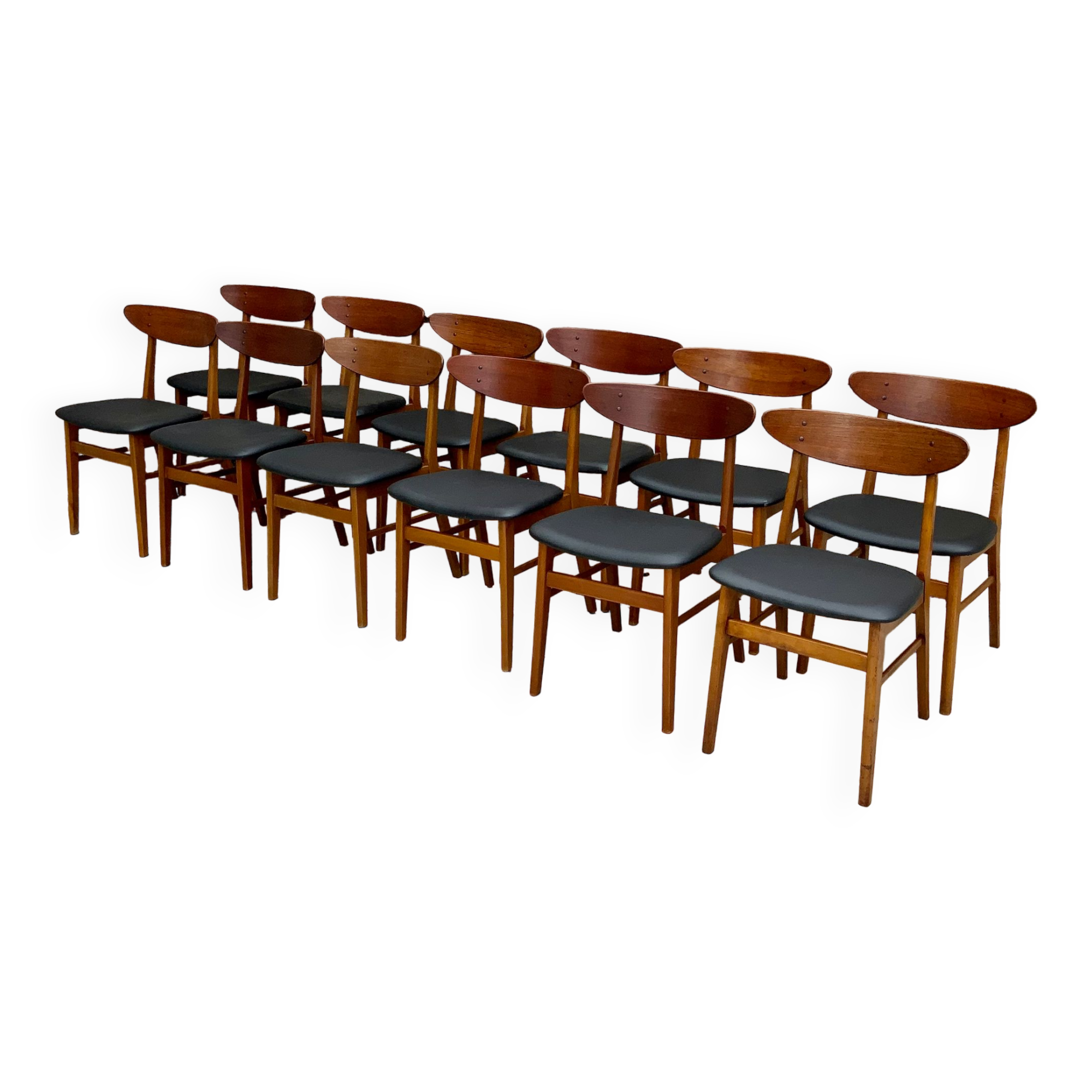 Series of 12 Scandinavian design chairs 1960s"