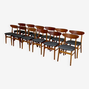 Series of 12 Scandinavian design chairs 1960s"