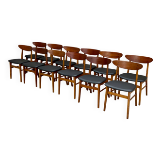 Série De 12 Chaises Design Scandinave Années 1960"