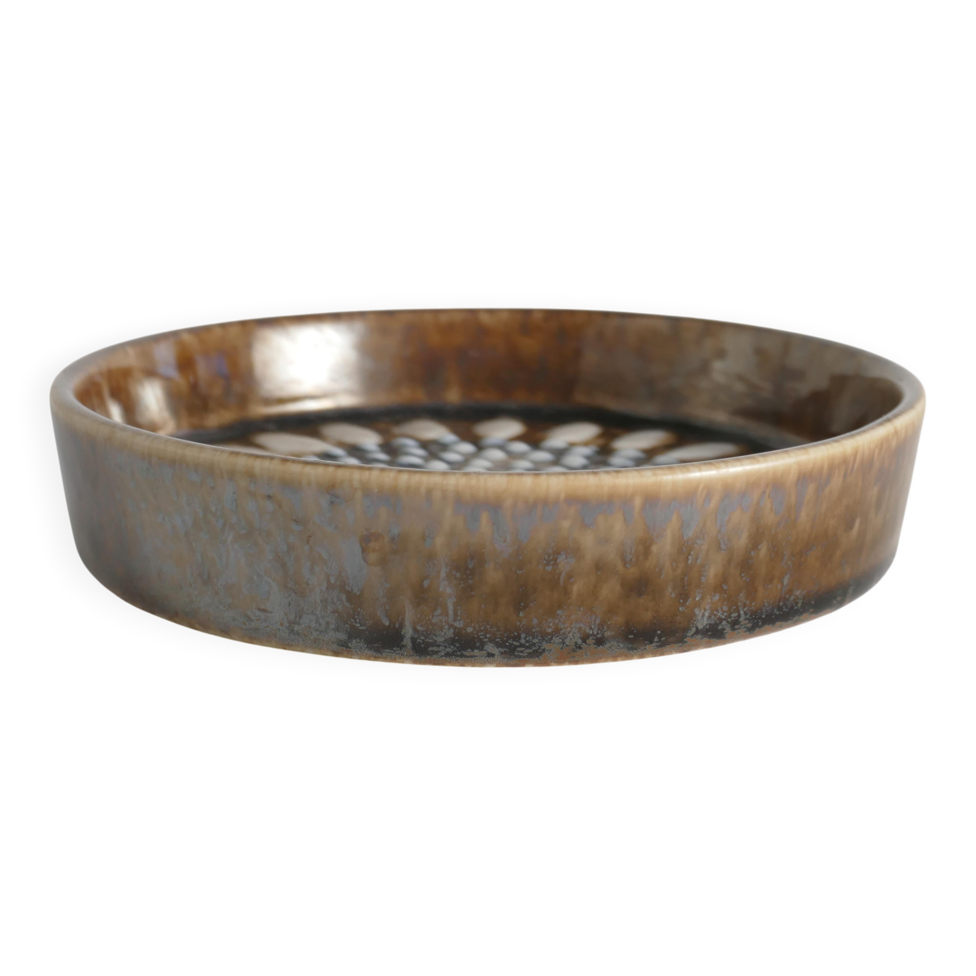 Handmade Sunflower Plate by Sylvia Leuchovius for Rörstrand Atelier, Sweden 1971