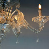 Venetian lustre in colourless Murano glass, circa 1950.