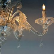 Venetian lustre in colourless Murano glass, circa 1950.