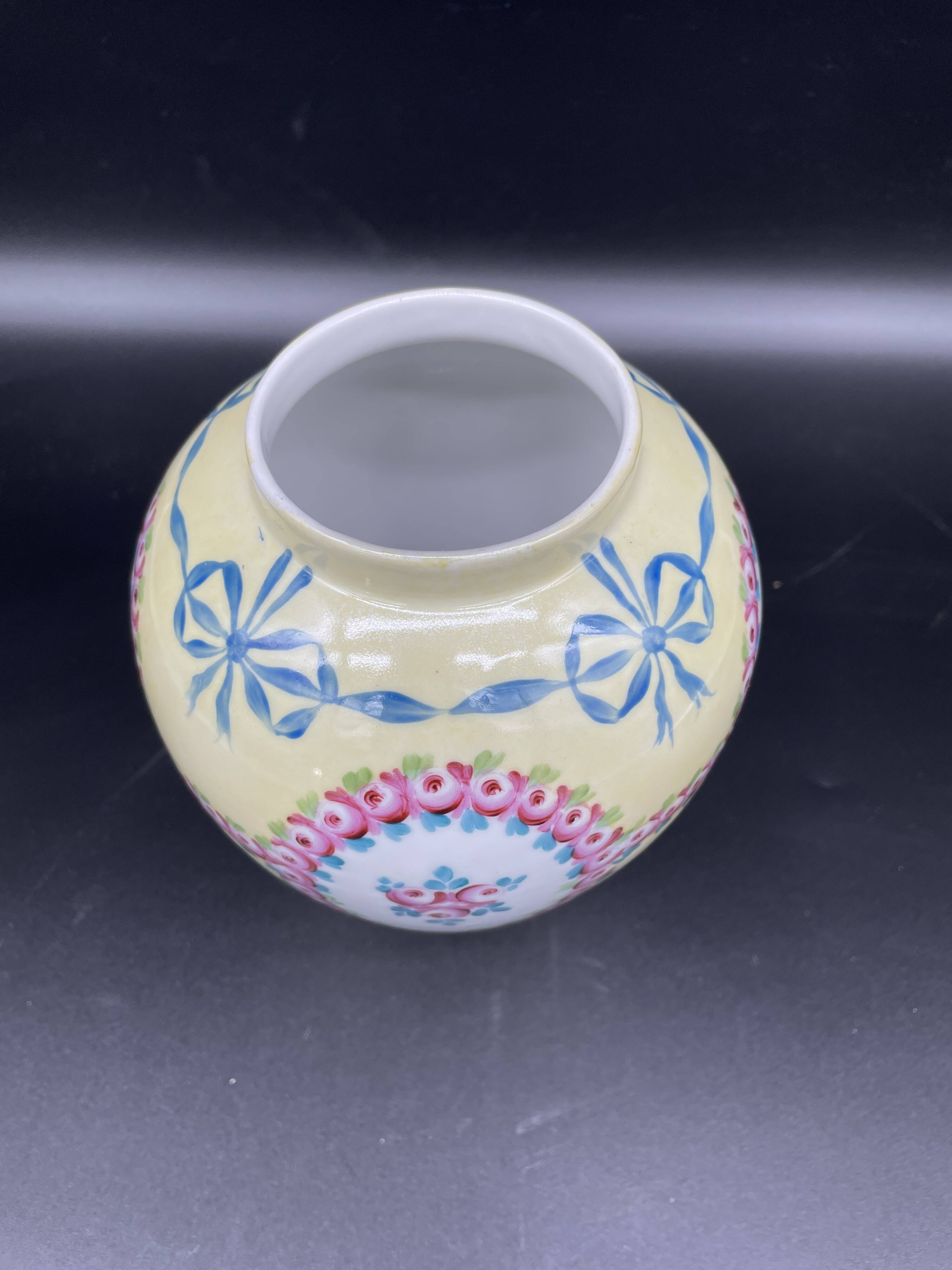 Antique porcelain vase with floral decoration – Louis XVI style – Lamp base