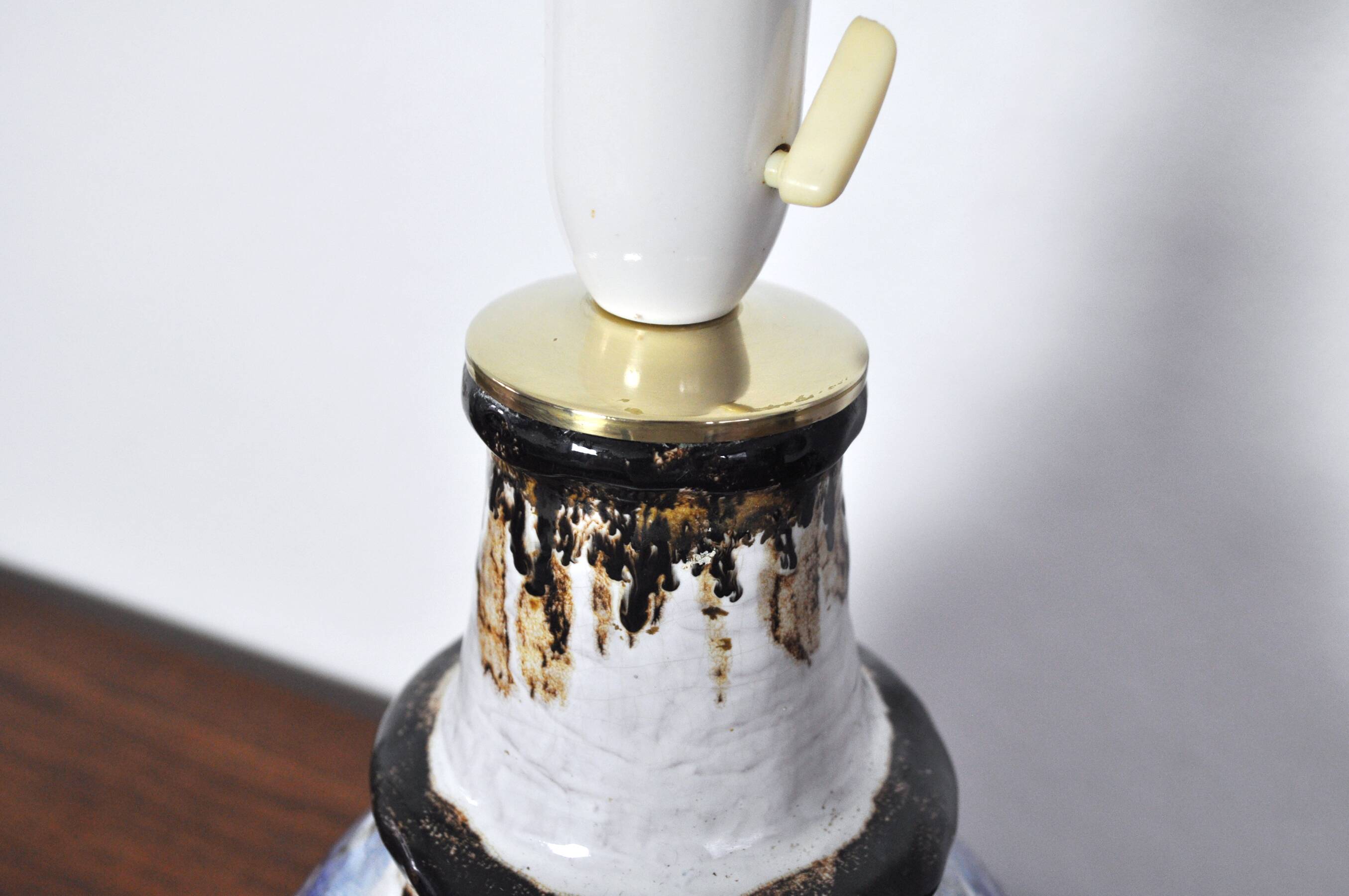 Glazed ceramic handmade Danish Mid-Century Modern Table Lamp