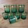 8 emerald green whisky glasses with gold band Luminarc France