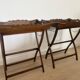 Pair of folding wooden side tables / serving tables in style