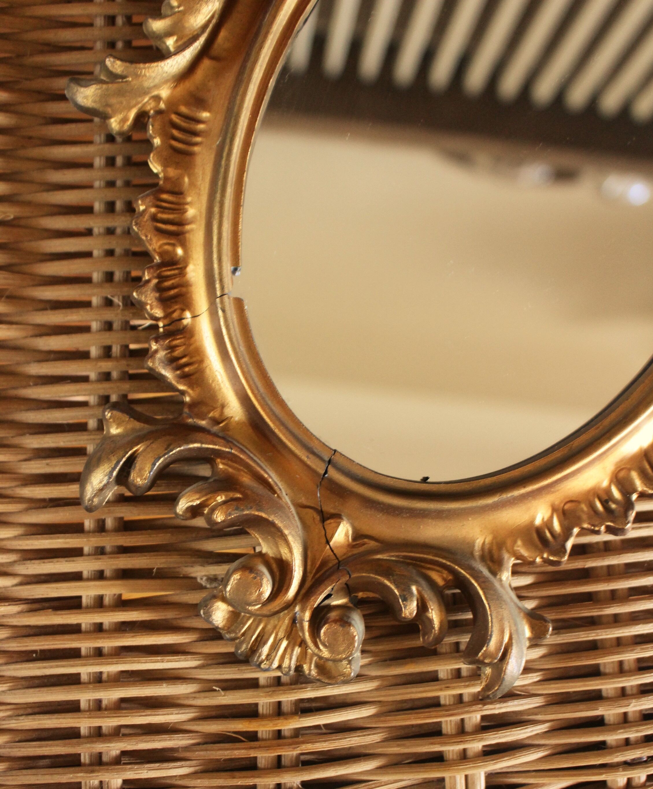 Mirror gilded wood worked vintage